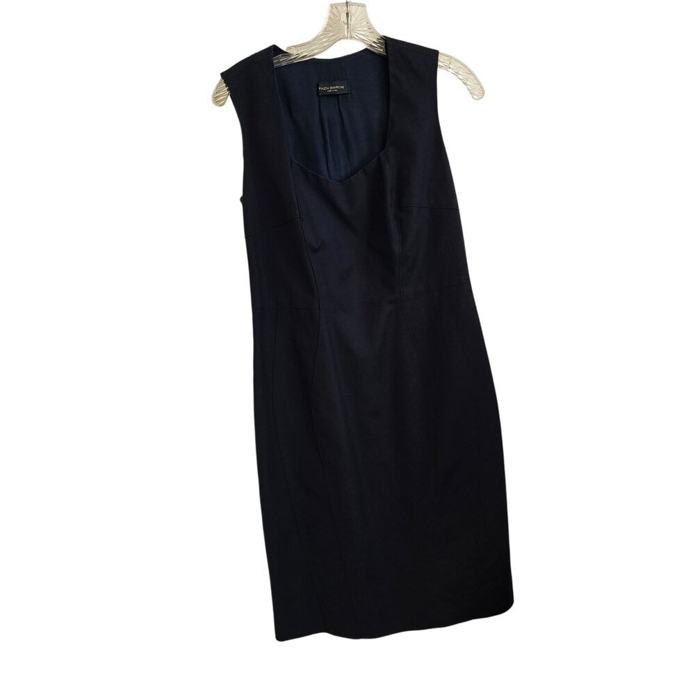 Navy Sheath Dress With V-Neckline by Plaza Sempione APPROX SIZE 8 SEE LISTING